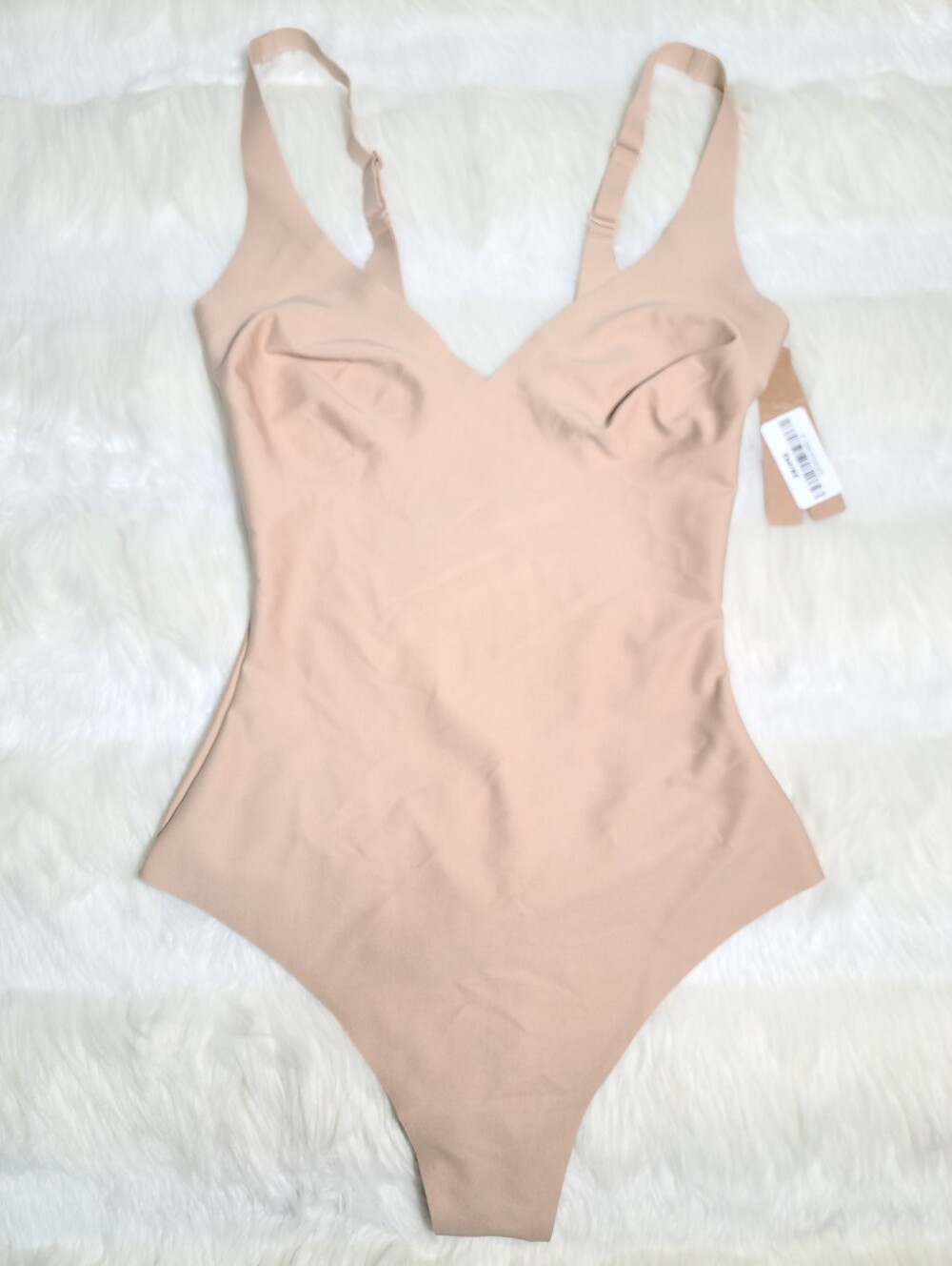 SKIMS Body Unlined Plunge Bodysuit Cream Clay Women Small NEW